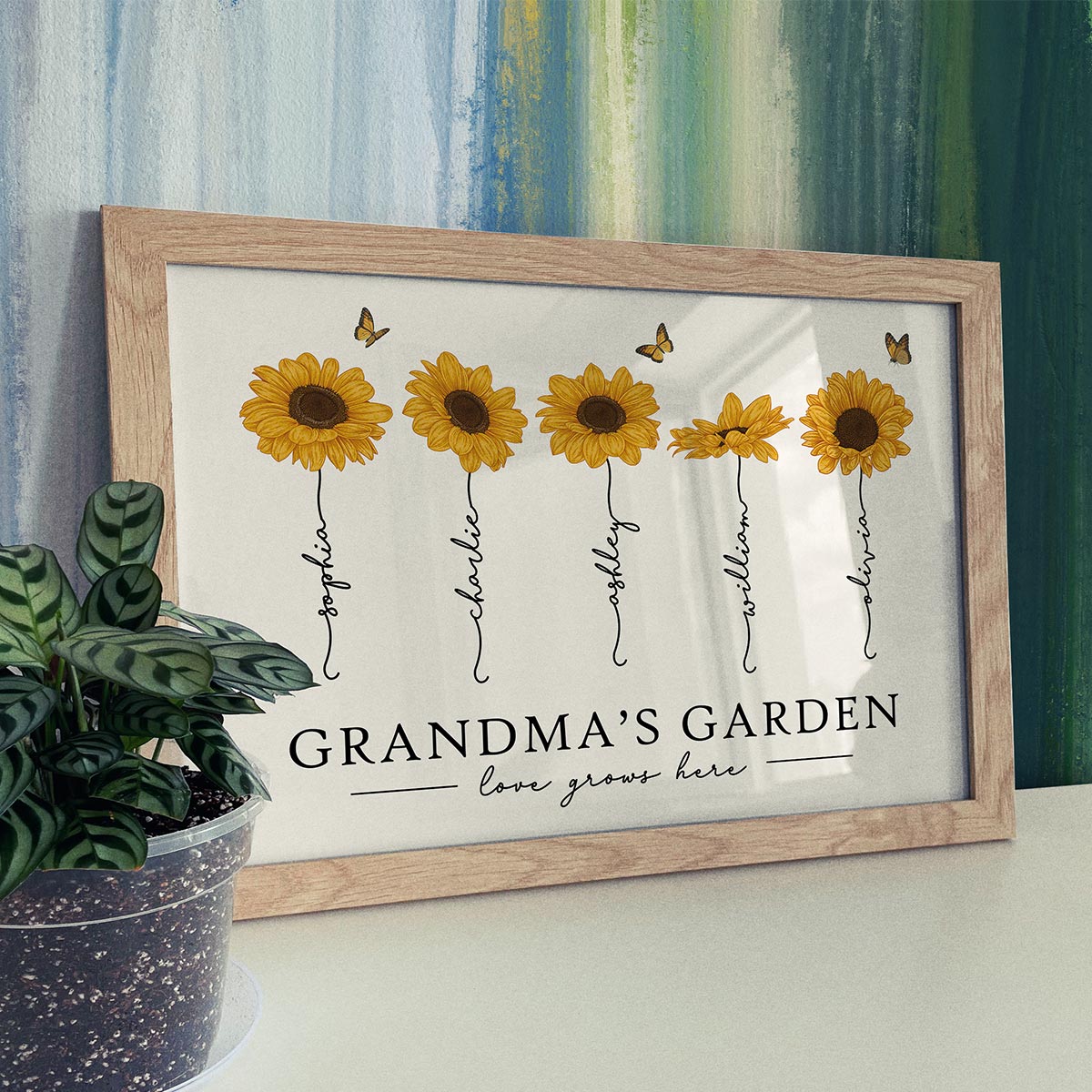 Grandma‘s Garden Love Grows Here Sunflower Gift For Grandma Nana Mom Personalized Poster