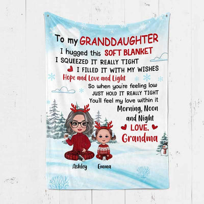 To My Granddaughter Grandson Christmas Doll Personalized Fleece Blanket