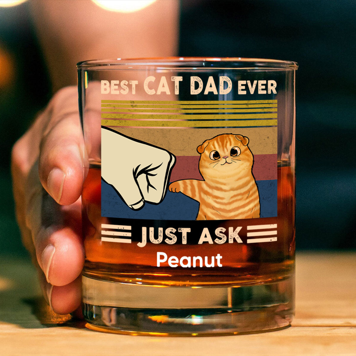 Father’s Day 2025 Gift for Cat Dads - Custom Cat Fist Bump Personalized Wine Glass