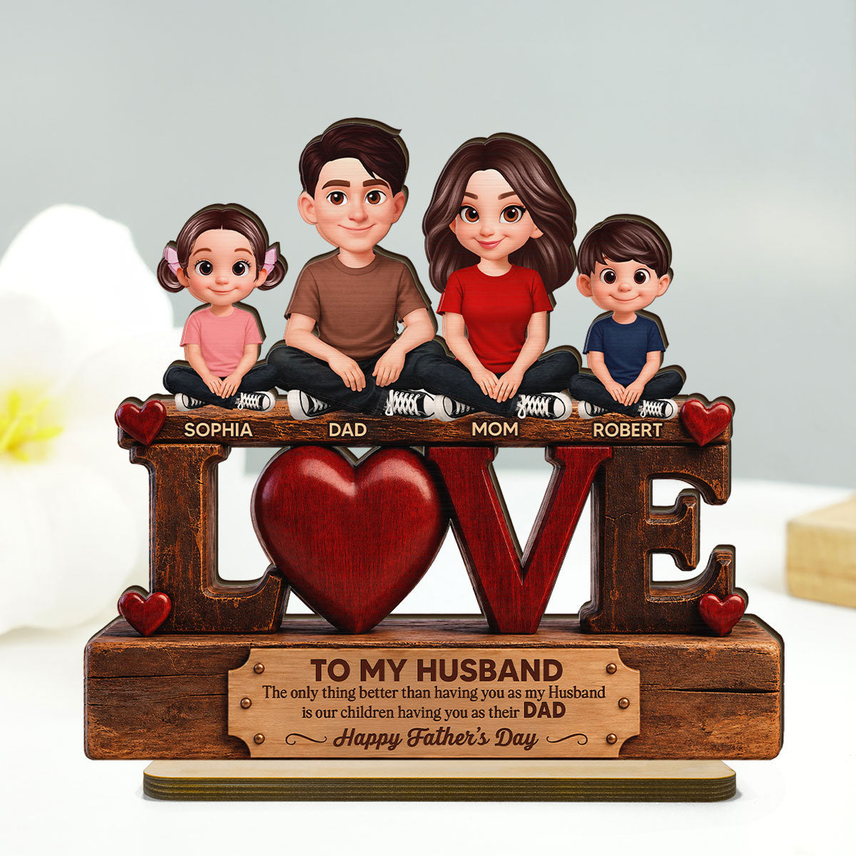 Forever Family Love To My Husband The Only Thing - Personalized 2-Layered Wooden Plaque - Father's Day Gift For Husband, Dad
