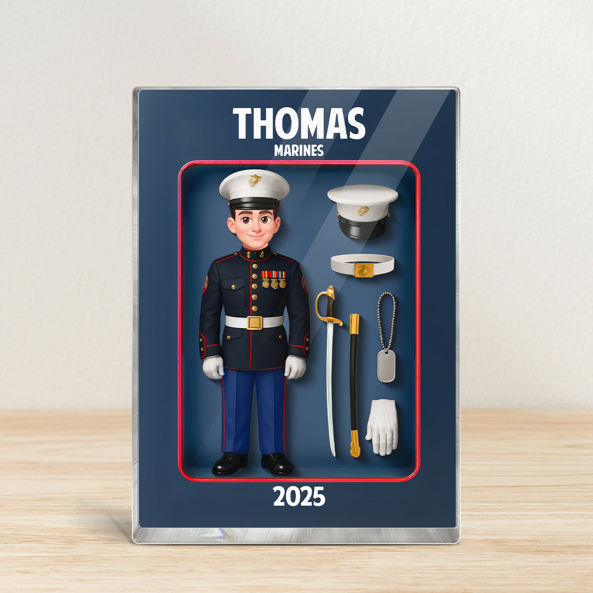 Marines Action Figure 3D Effect - Personalized Acrylic Block - Special Gift For The Marines