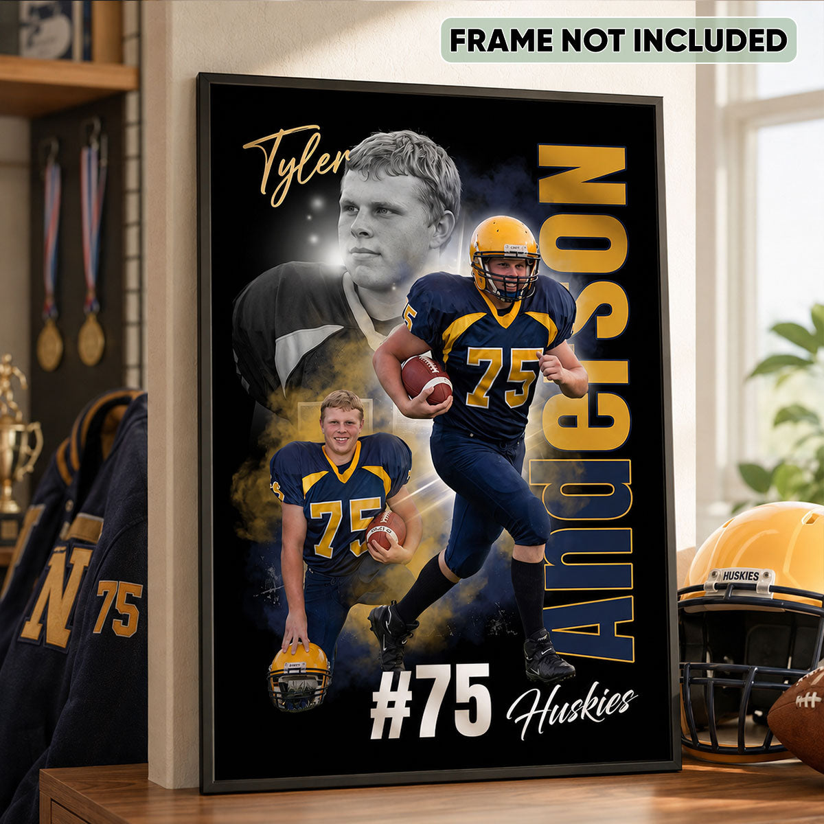 Custom Player Sport - Personalized Poster - Football Baseball Basketball Wall Art, Gift for Him, Boys Girls Room Decor