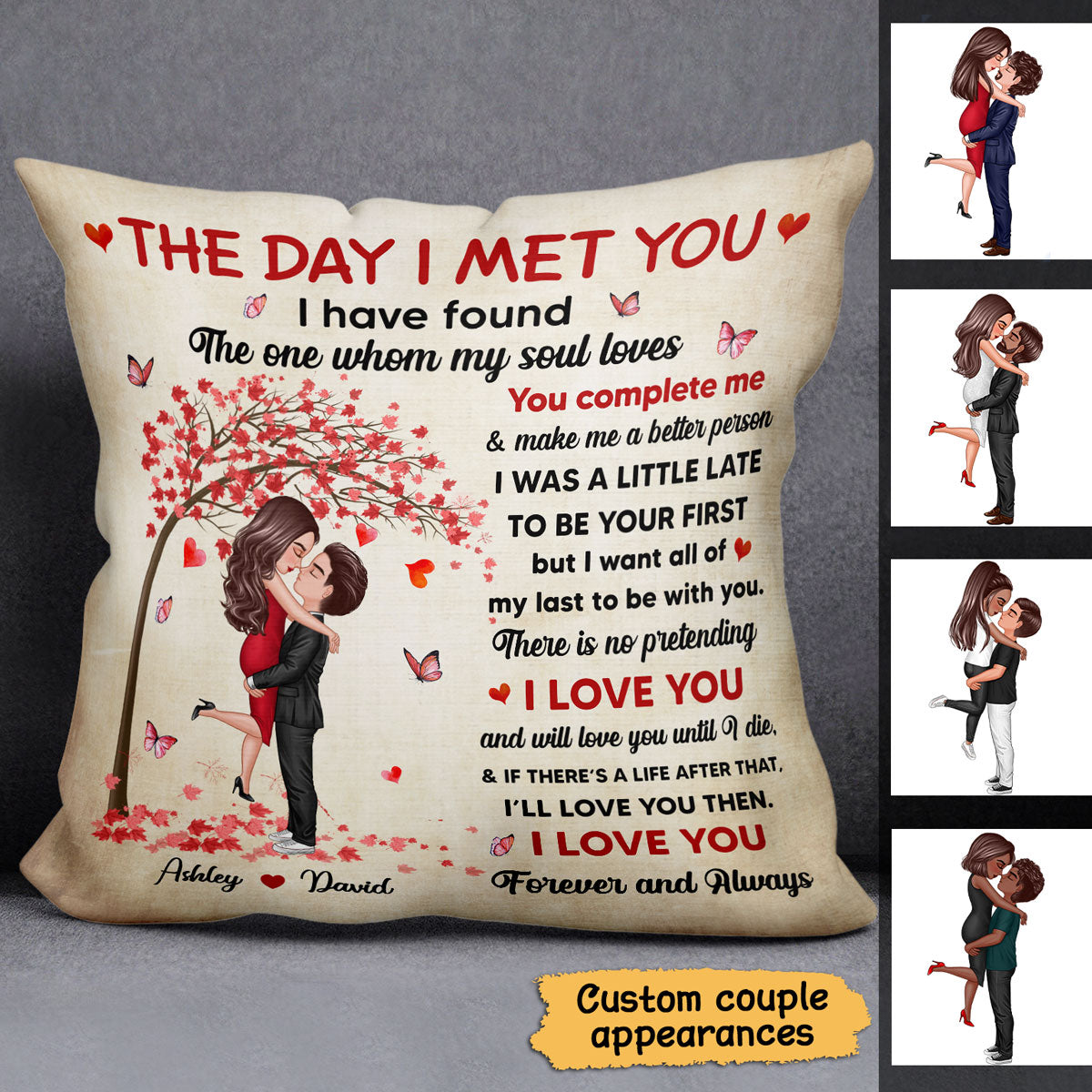 The Day I Met You Couple Kissing Valentine‘s Day Gift For Him, For Her Personalized Pillow