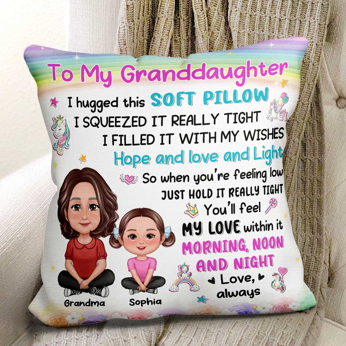 To My Granddaughter Grandson Crossed Legs Grandma Kid Personalized Pillow