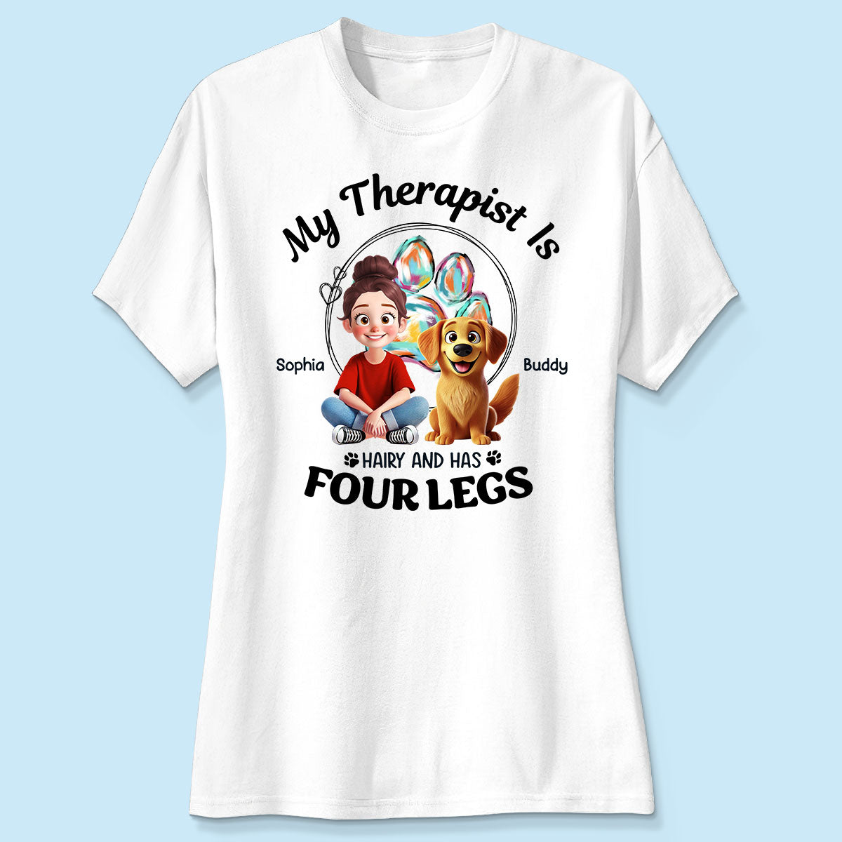 Animation Cartoon Dog My Therapist Personalized Shirt, Gift For Dog Lovers, Dog Mom