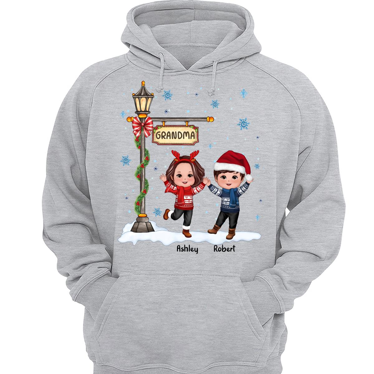 Happy Christmas Doll Kids Under Lamp Post Personalized Shirt