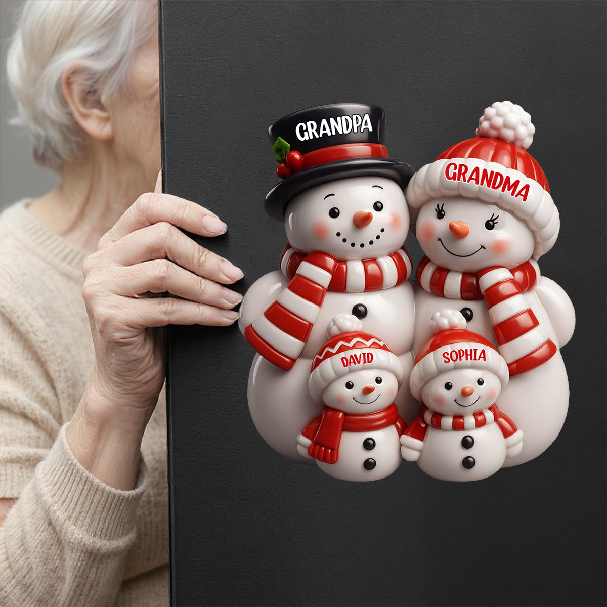3D Effect Cute Snowman Family Christmas Decor Personalized Decal