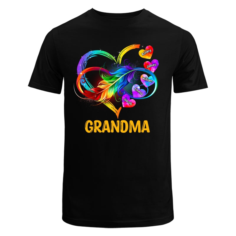 Mom Grandma Heart Feather Infinity Personalized Shirt