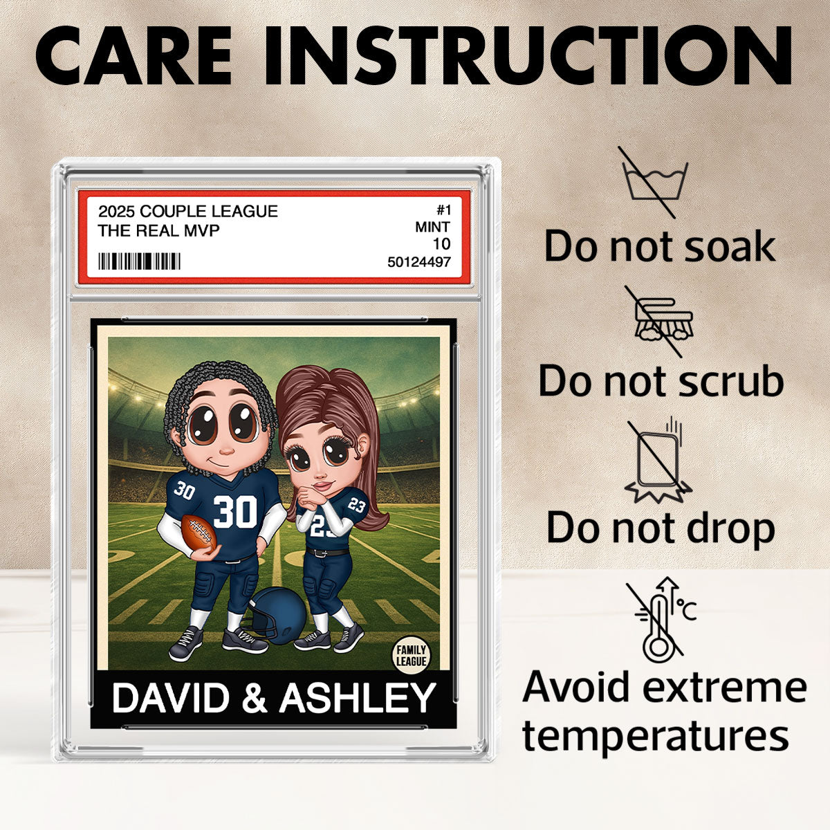 Y2K Football Couple Trading Card Style Personalized Acrylic Block