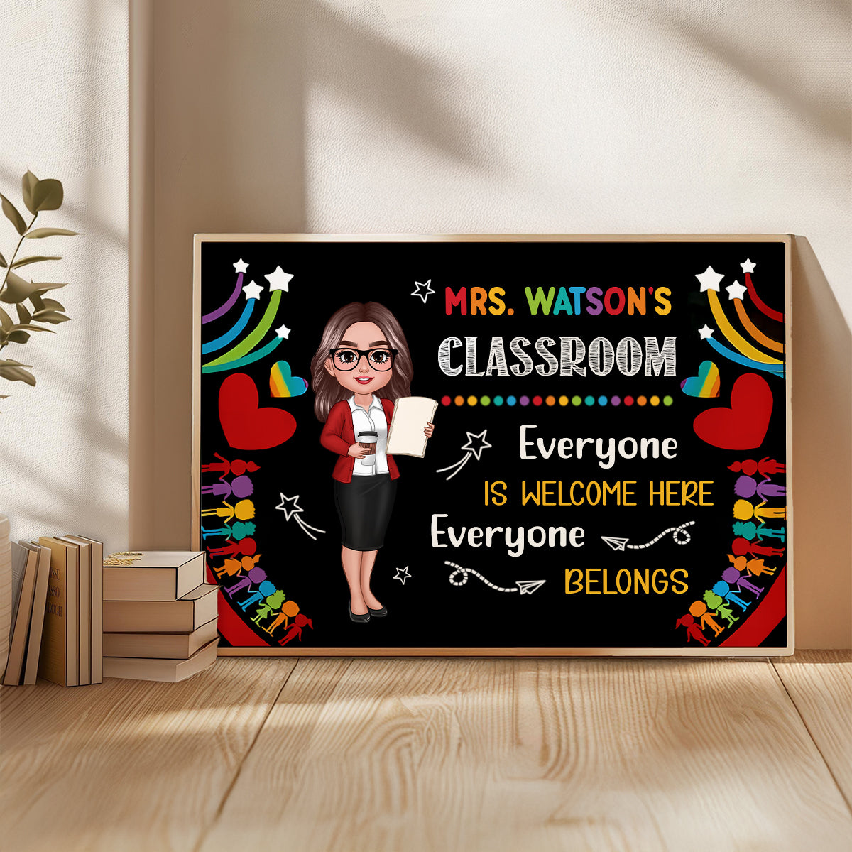 Teacher Classroom Everyone is Welcomed Here Personalized Poster, Back to School Gift for Teacher