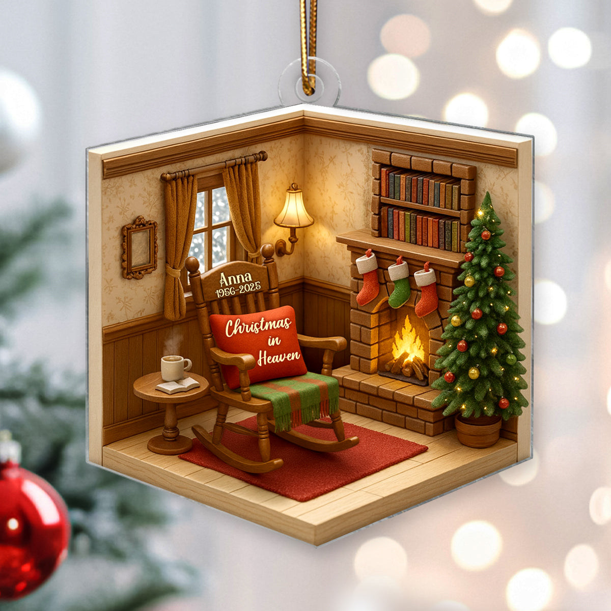 Interior 3D House Personalized Acrylic Ornament, Memorial Christmas Ornament For Grandma/Grandpa, For Mom/Dad