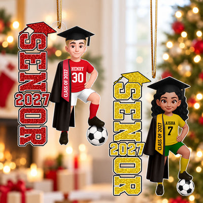 Soccer Senior 2026 2027 - Personalized Acrylic Ornament - Christmas Gift For Seniors, Daughter, Son, Granddaughters, Grandsons