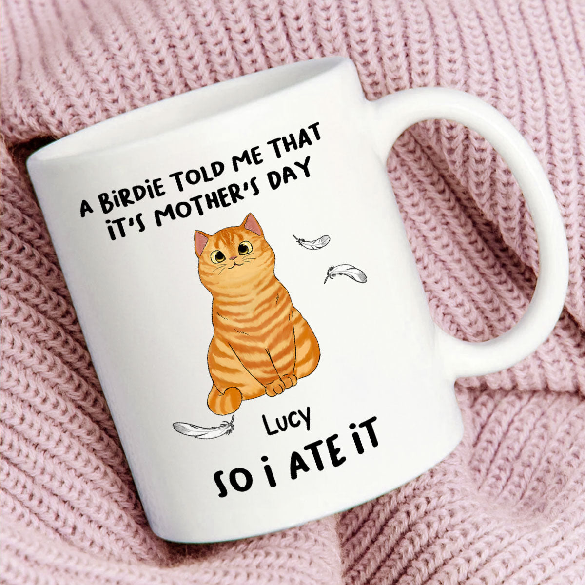 A Little Birdie Told Me Cute Cartoon Cats Personalized Mug, Perfect 2025 Gift For Cat Mom