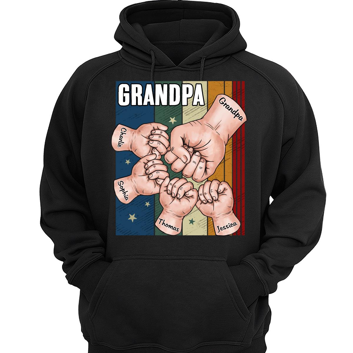 Retro Dad Grandpa Uncle And Kids Hands Fist Bump Personalized Shirt