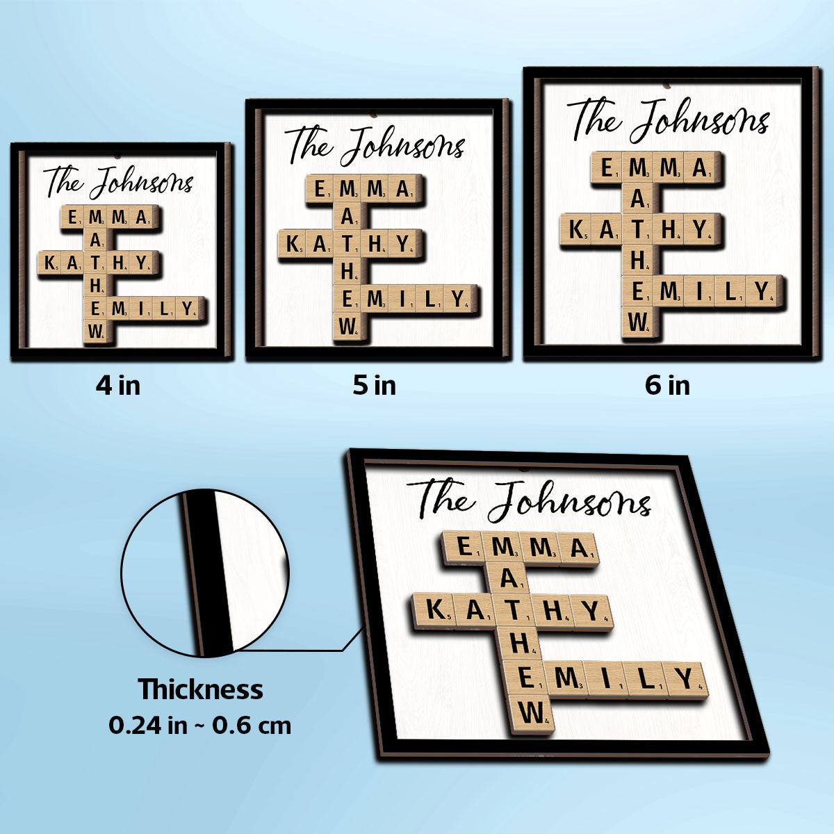 The Family Puzzle Crossword Art Christmas Decor Personalized 2-Layer Wooden Ornament