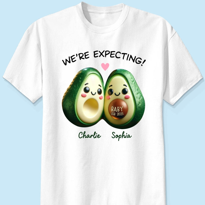 Avocado Couple Expecting Parents Pregnancy Announcement Keepsake Personalized Shirt