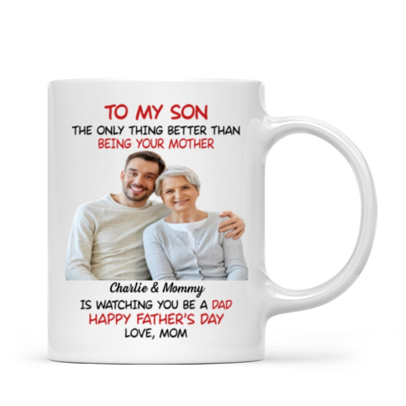 To My Son From Mom Happy Father‘s Day Photo Insert Personalized Mug