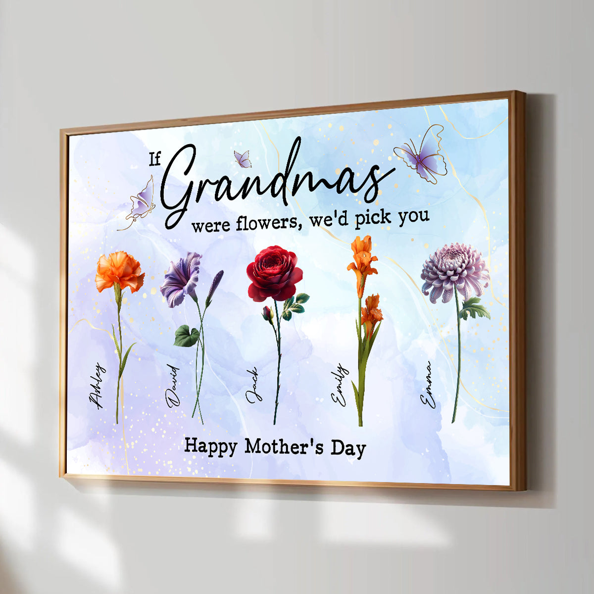 3D Effect Birth Month Flowers Grandma Mom If You Were Flowers Personalized Poster, Gift