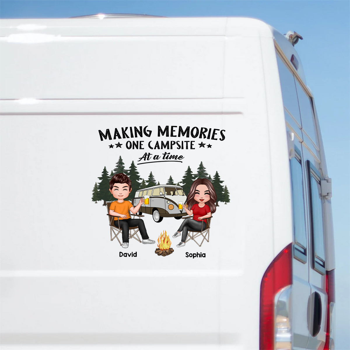 Camping Partners For Life Doll Couple Sitting Personalized RV Decal