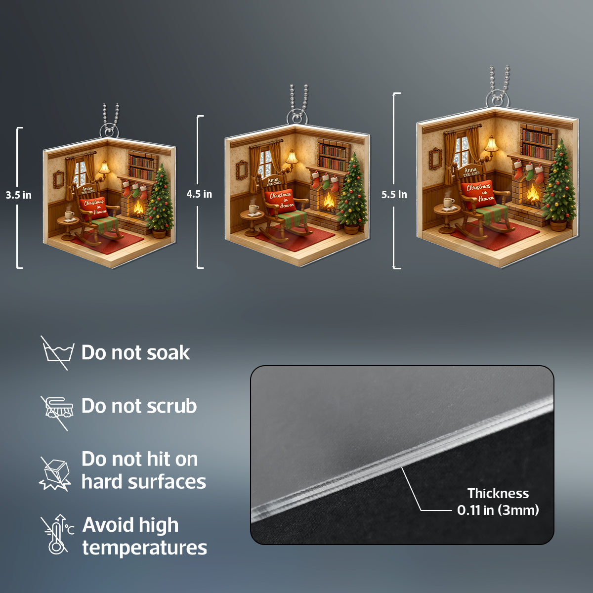 Interior 3D House Personalized Acrylic Ornament, Memorial Christmas Ornament For Grandma/Grandpa, For Mom/Dad