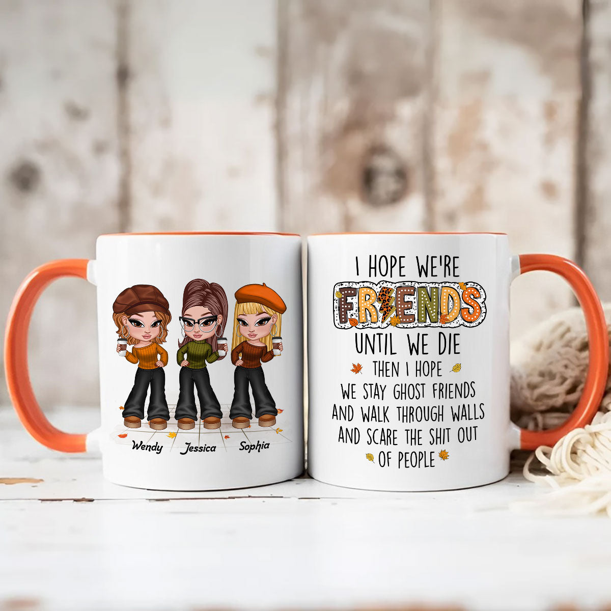 We're Besties Sisters Until We Die Personalized Mug, Fall Season Gift