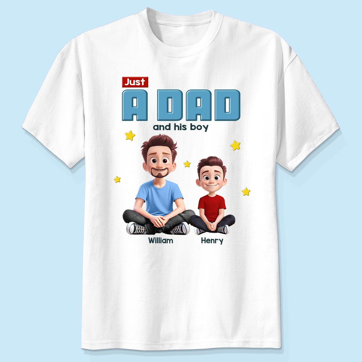 Just A Dad And His Kids Cartoon Funny Style Personalized Shirt, Gift For Dad