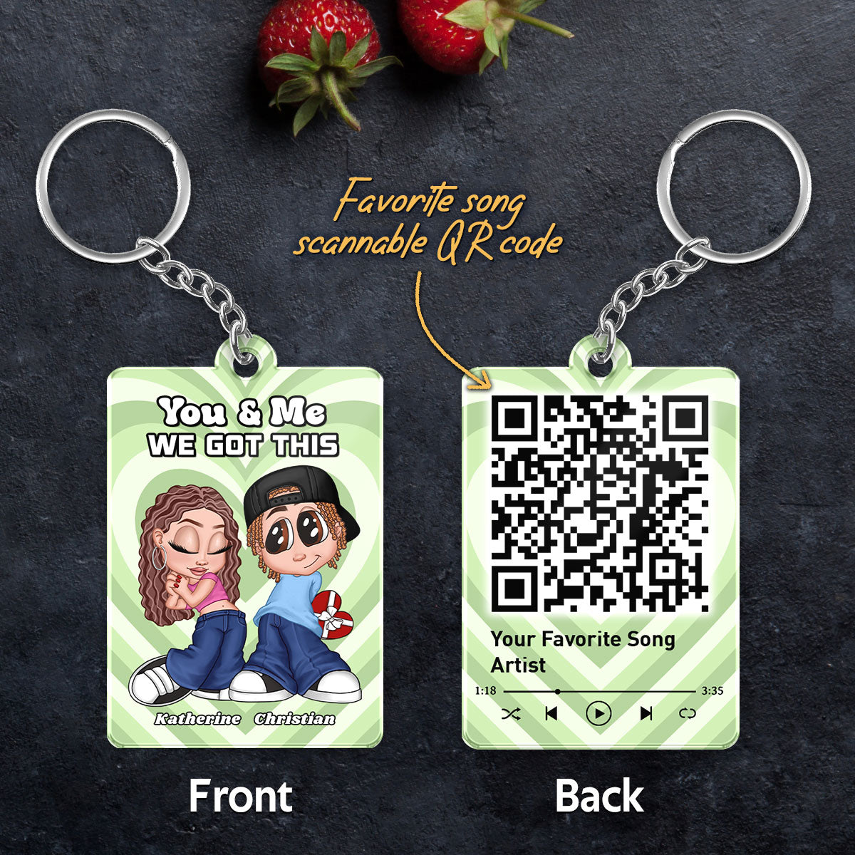 Y2K Couple Favorite Song QR Code Personalized Acrylic Keychain,  Gift For Him, For Her