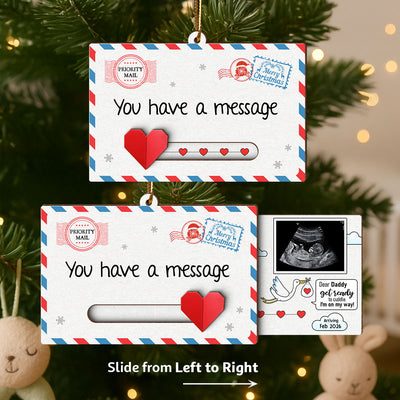 New Baby Reveal Hidden Message - Personalized Slider Ornament - Family, Daddy, Grandparents pregnancy announcement gift