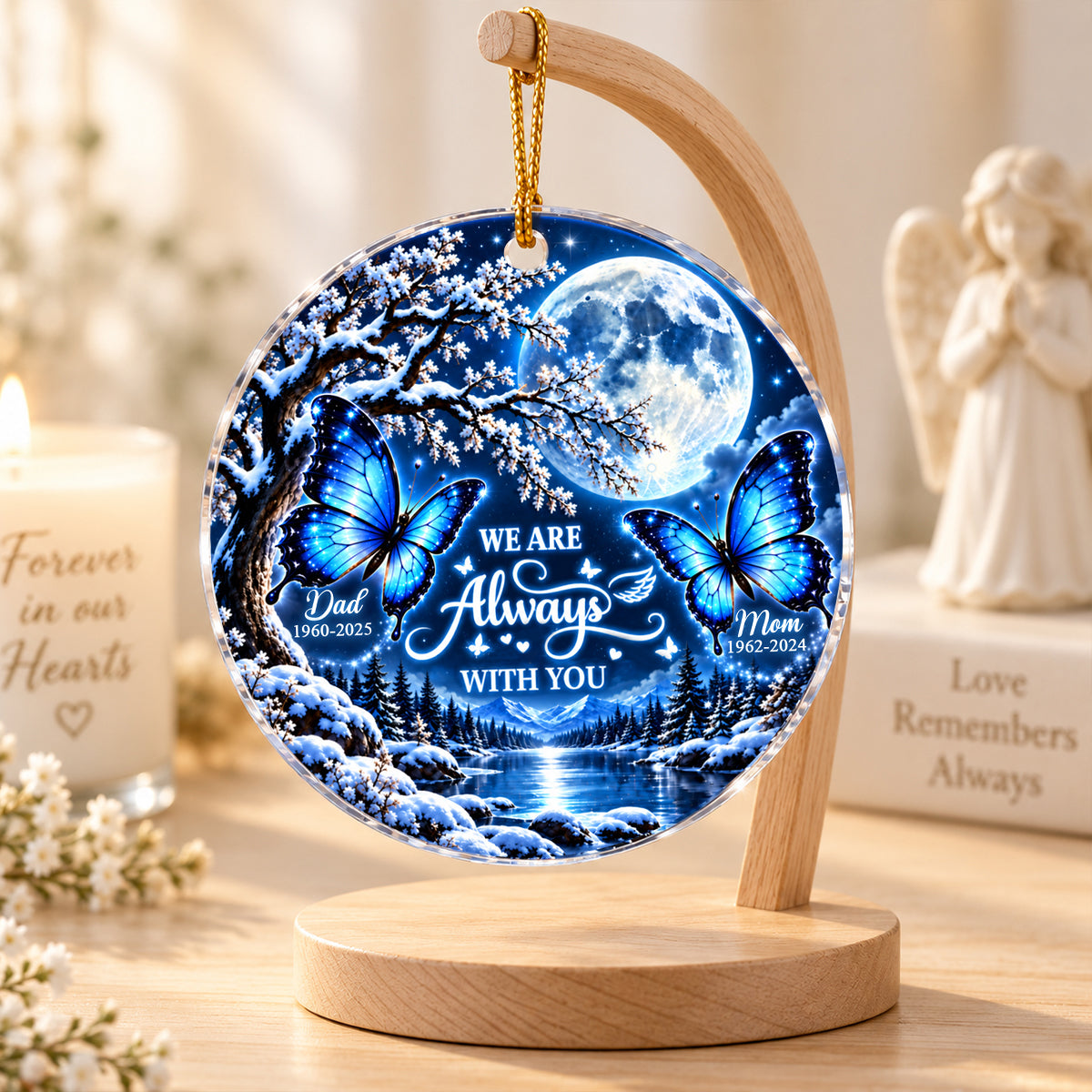 Always With You Butterfly Memorial - Personalized Acrylic Ornament - Heartfelt Sympathy Keepsake for Loved Ones