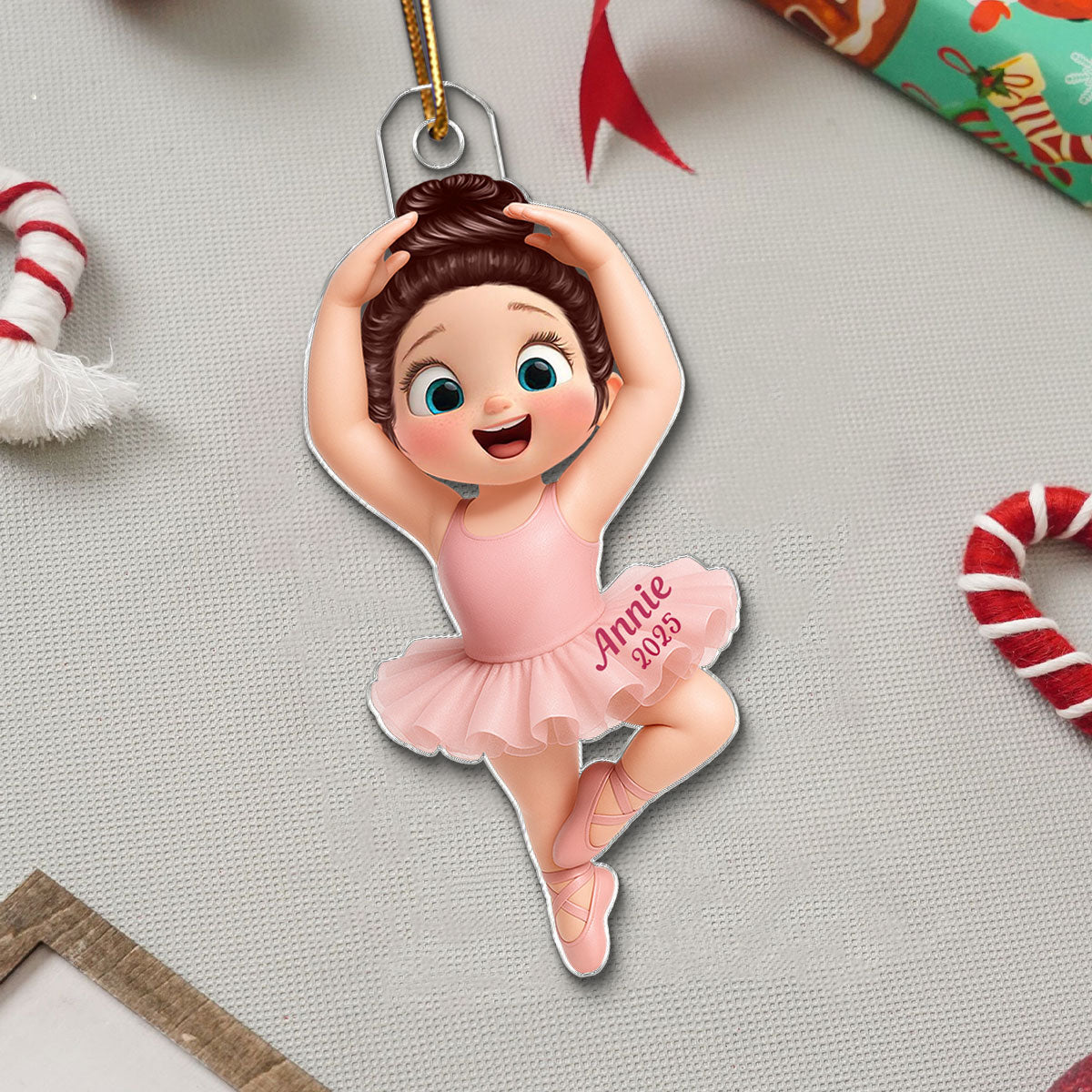 3D Effect Ballerina Little Girl Christmas Personalized Acrylic Ornament