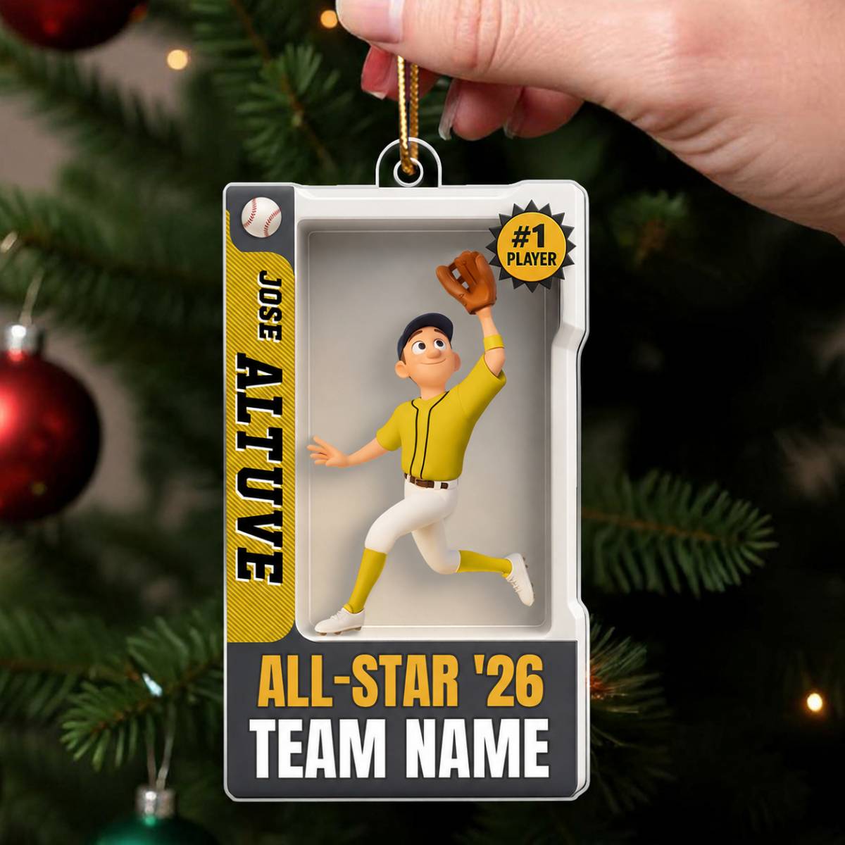 Baseball Player 3D Effect Action Figure - Personalized Acrylic Ornament - Christmas Gift for Son, Grandson
