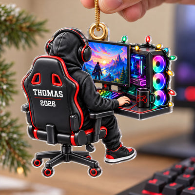Gamer Custom Name 2D Flat Printed - Personalized Acrylic Ornament - PC Gamer Gift, Gaming Setup Keepsake, Gamer Boy Gift