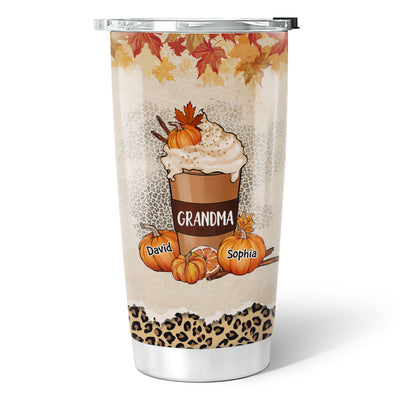 Grandma Pumpkin Spice Latte And Pumpkids Fall Season Personalized Tumbler