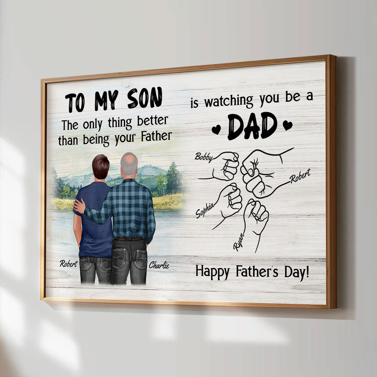 From Mom Dad To Son Watching You Be A Dad Blue Theme Personalized Poster, Gift For Son