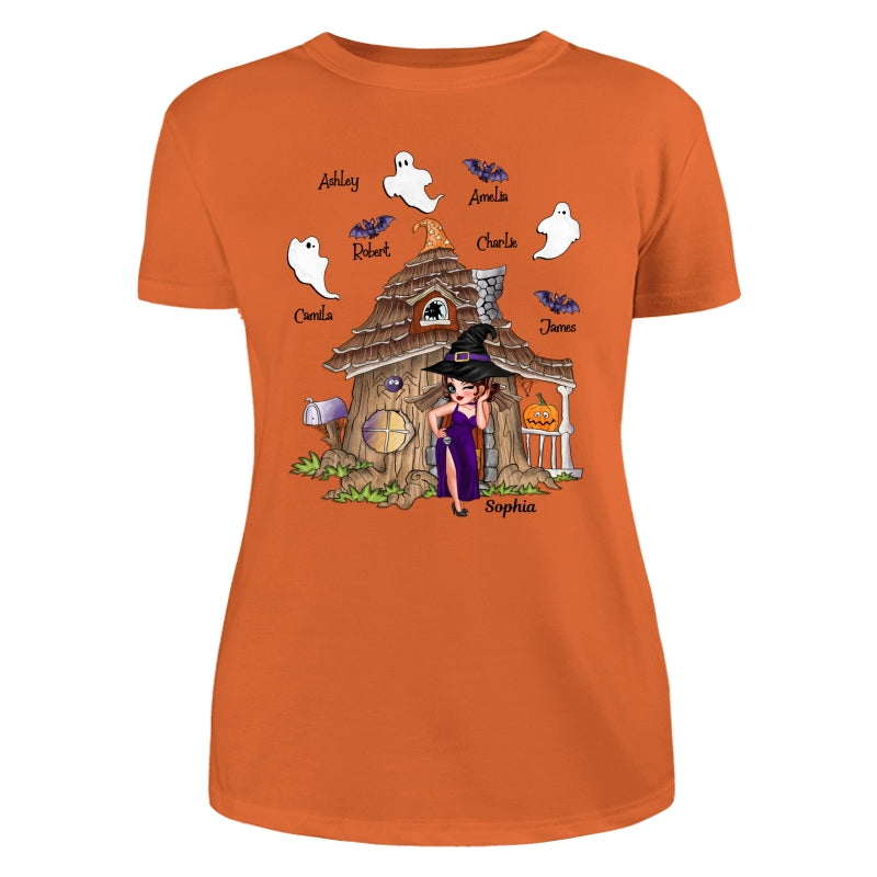 Grandma Mom Witch Standing Front Door Halloween Personalized Shirt