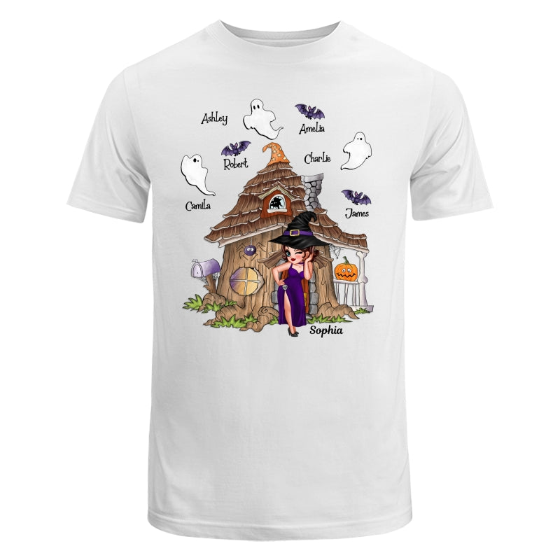 Grandma Mom Witch Standing Front Door Halloween Personalized Shirt