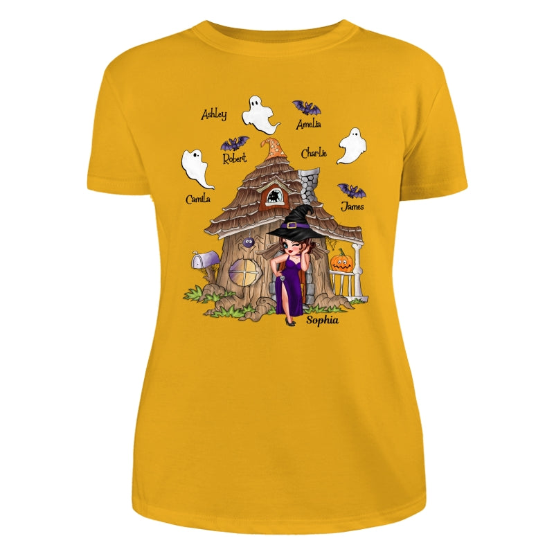 Grandma Mom Witch Standing Front Door Halloween Personalized Shirt