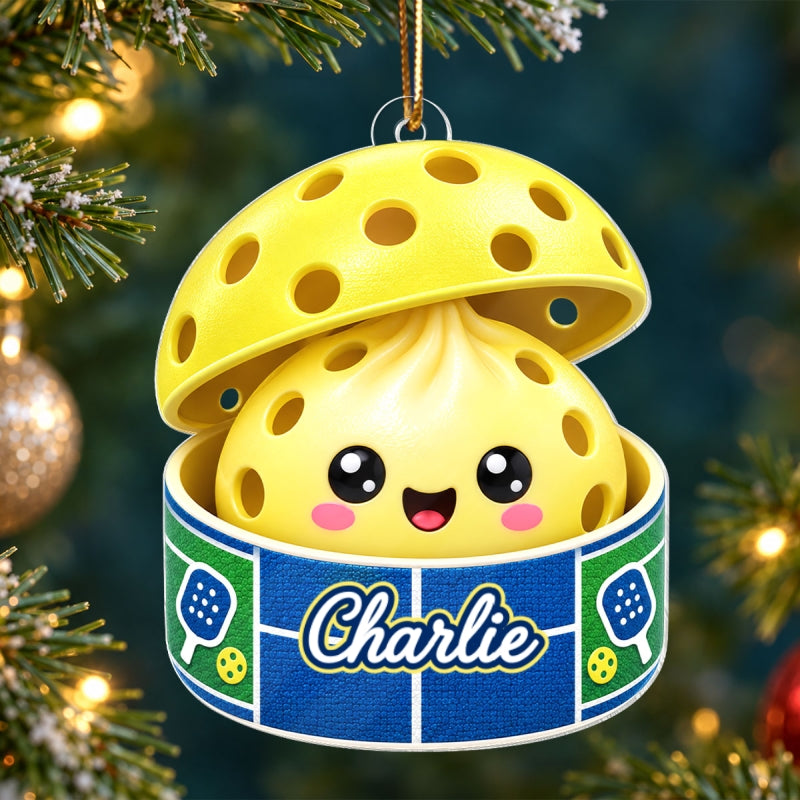Custom Pickleball Dumpling Squishy Style - Personalized Acrylic Ornament - Christmas Gift for Son, Daughter, Grandkids