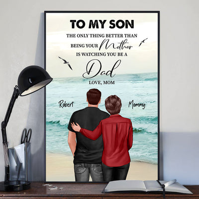Beach Landscape To My Son From Dad Mom Personalized Poster, Father's Day gift