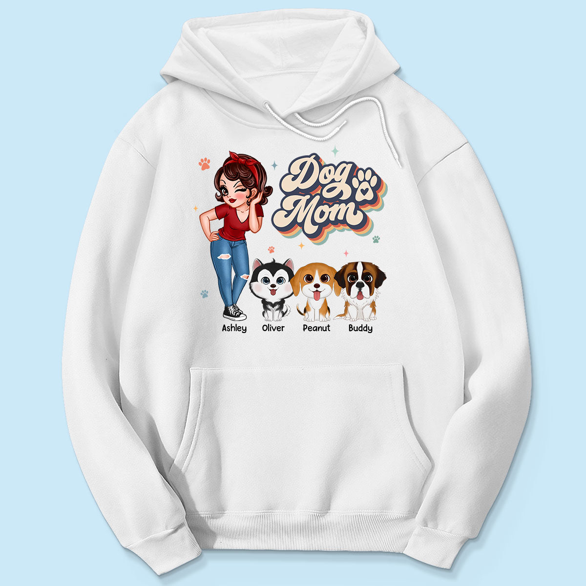 Dog Mom Retro With Peeking Dogs Personalized Shirt