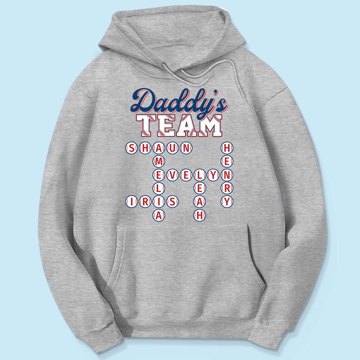 Baseball Daddy's Team Crossword Puzzle Art Personalized Shirt