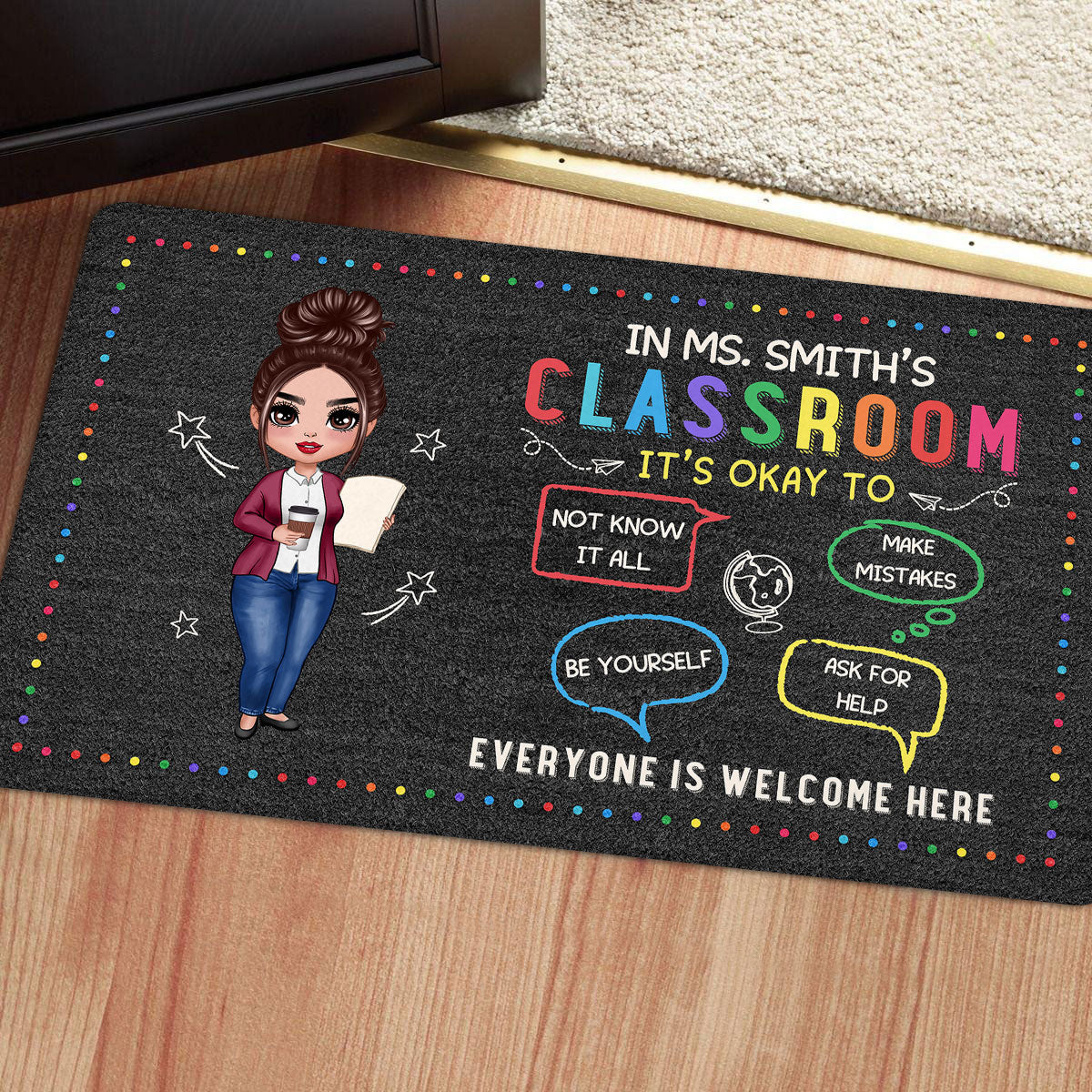 In Teacher Classroom It‘s Okay Everyone Is Welcome Here Personalized Classroom Doormat
