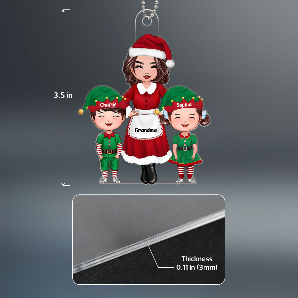 Grandma Grandkids ELF Christmas Gift For Grandma Grandson Granddaughter Personalized Acrylic Ornament