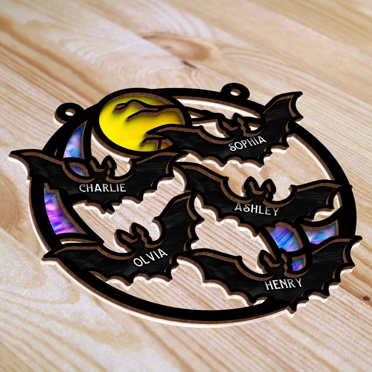 Family Bats Personalized Suncatcher, Halloween Decoration