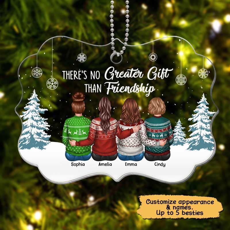 No Greater Gift Than Sisters Back View Personalized Acrylic Ornament