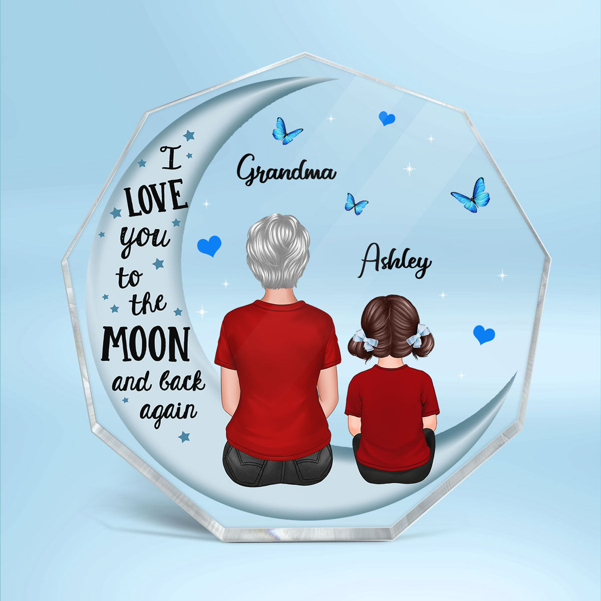 Grandma Grandkids Blue Moon Personalized Nonagon Acrylic Plaque