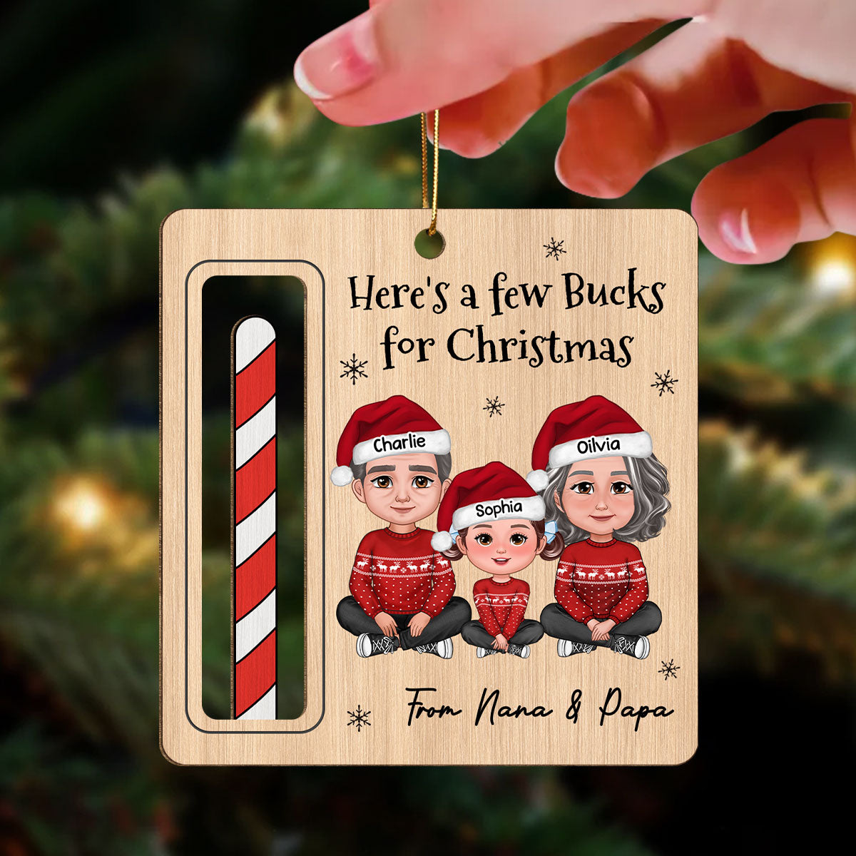 Here's A Few Bucks For Christmas For Grandchildren From Grandparents Personalized Money Holder Ornament