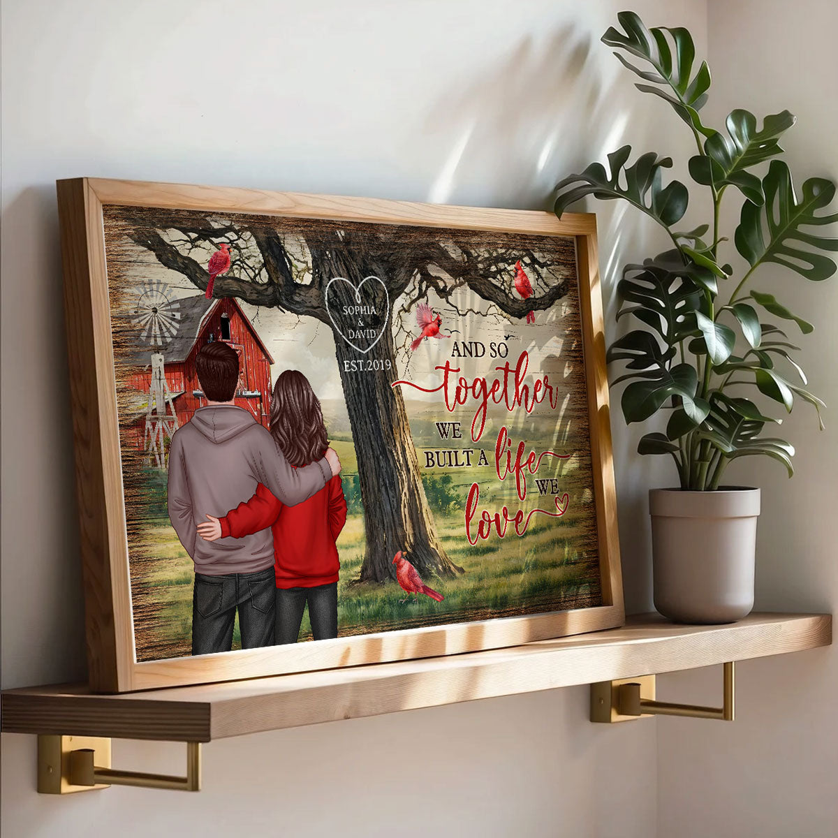 Personalized Couples Tree Large Farmhouse Poster Wall Art,  Gift, Anniversary Gift For Couples, For Him, For Her