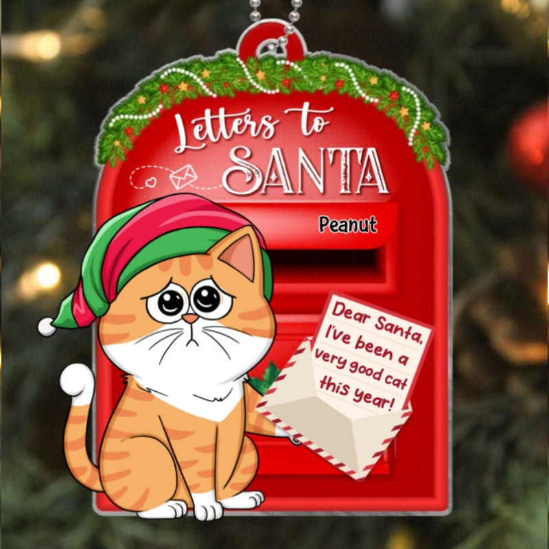 Dear Santa Define Naughty Funny Cat Cartoon Personalized Acrylic Ornament