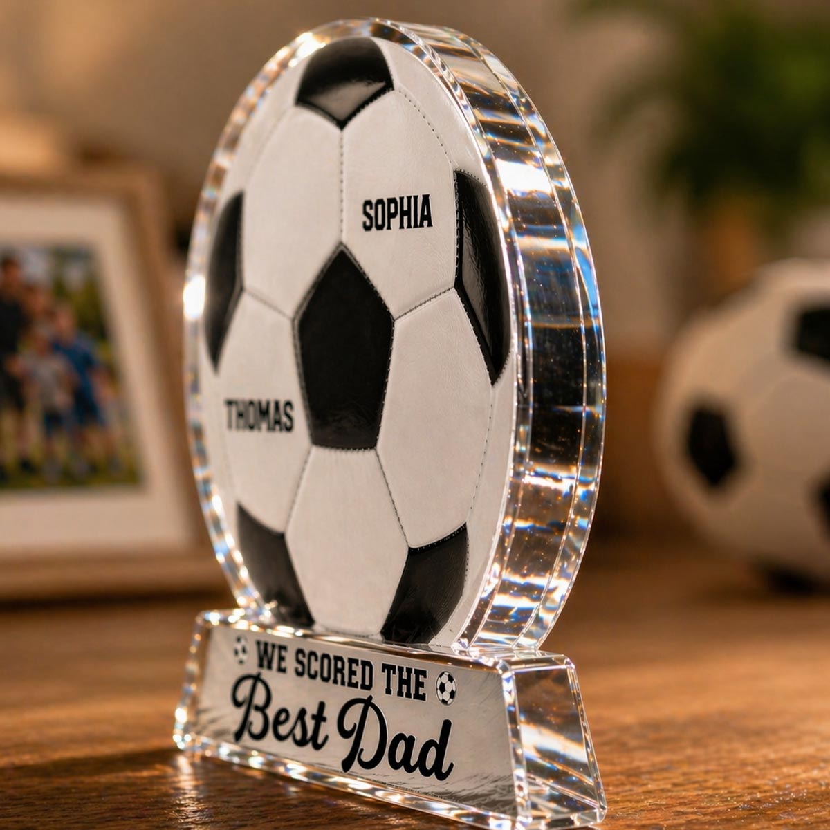 We Scored The Best Dad - Personalized Acrylic Block Plaque - Father's Day Gift For Soccer Dad